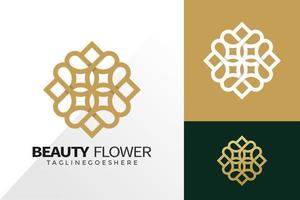 logotipo da arte da linha de flores de beleza e conceito de vetor de design de ícone para modelo