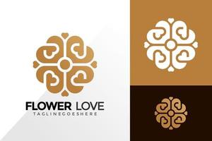 design de logotipo de ornamento de amor de flores, conceito de design de logotipos abstratos para modelo vetor