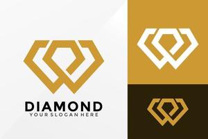 letra abstrata w diamante design de logotipo criativo, vetor de logotipos de identidade de marca, logotipo moderno, modelo de ilustração vetorial de designs de logotipo
