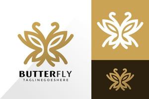 borboleta design de logotipo elegante, conceito de design de logotipos criativos para modelo vetor