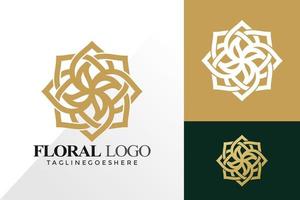 logotipo de ornamento floral e conceito de vetor de design de ícone para modelo
