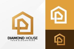 design de logotipo de casa de diamante, vetor de logotipos de identidade de marca, logotipo moderno, modelo de ilustração vetorial de designs de logotipo