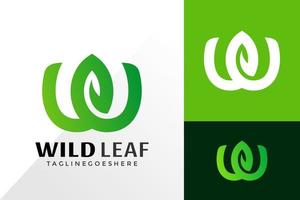 letra w design de logotipo de folha de natureza, conceito de designs de logotipos criativos para modelo vetor