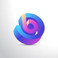 Design de logotipo 3D moderno e colorido letra b. logotipo ou ícone da letra b e o inicial com conceito de gradiente vibrante vetor