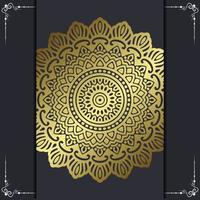 Fundo ornamentado de mandala de ouro de luxo para convite de casamento, capa de livro vetor