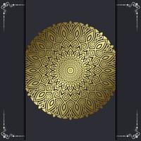 Fundo ornamentado de mandala de ouro de luxo para convite de casamento, capa de livro vetor