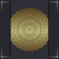 Fundo ornamentado de mandala de ouro de luxo para convite de casamento, capa de livro vetor