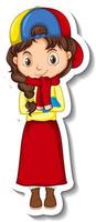 linda garota com roupa de inverno personagem de desenho animado vetor