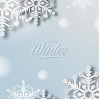 banner de cartaz de inverno com floco de neve de cristal 3d modelo de banner de cartaz elegante de luxo vetor