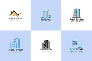 imobiliário, apartamento, propriedade residencial, hotel, vetor de design de modelo de pacote de logotipo imobiliário