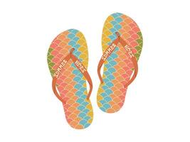 confortável de praia pares do sapato. verão brilhante giro flops ilustração vetor