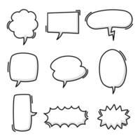 coleção conjunto do Preto e branco discurso bolha balão, pensar falar conversa texto caixa bandeira vetor