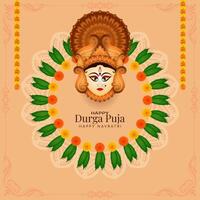 durga puja e feliz navratri design de fundo festival de adoração à deusa indiana vetor