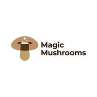 Magia cogumelos chapéu faísca logotipo sobreposição ícone ilustração vetor