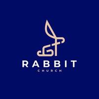 Coelho Igreja linha esboço luxo logotipo ícone ilustração vetor