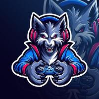 Lobo mascote esport ilustração v1 vetor