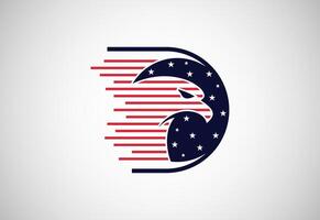 d carta com Águia símbolo. americano bandeira logotipo conceito vetor