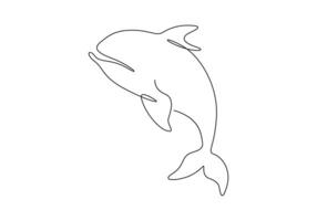 golfinho contínuo 1 linha desenhando pró ilustração vetor