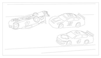desenho de ilustração de uma imagem de carro de corrida da Nascar vetor
