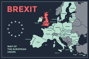 poster mapa do a europeu União com país nomes vetor