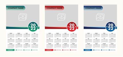 parede de negócios colorida calendário de uma página 2022 vetor modelo de design