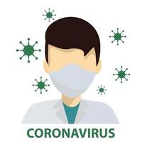 médico com máscara se protegendo do coronavírus covid-19 vetor
