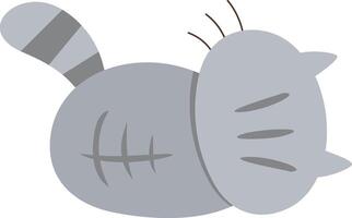 fofa feliz cinzento gato deitado do costas vetor