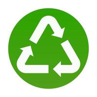 verde e branco reciclar isolado volta adesivo, símbolo, ícone vetor