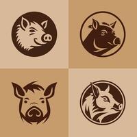 logotipo do uma porco conjunto ícone silhueta Projeto vetor