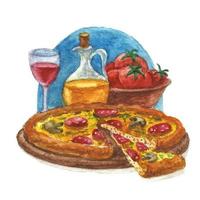 pizza com tomate vetor
