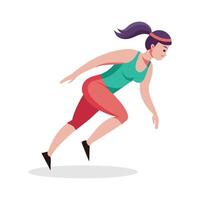 jovem fêmea atleta corrida dentro uma exercite-se sessão, plano ilustração vetor