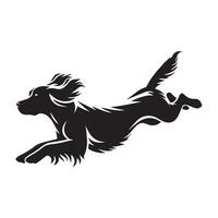 ilustração do uma springer spaniel mergulho pose dentro Preto e branco vetor