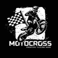 motocross com bandeira ilustração vetor