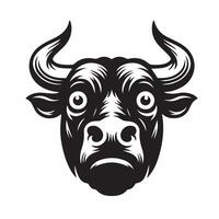 touro - uma temeroso touro face logotipo conceito Projeto vetor
