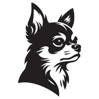 uma popa chihuahua cachorro face ilustração dentro Preto e branco vetor