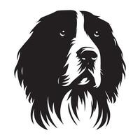 ilustração do uma estóico Inglês springer spaniel cachorro face dentro Preto e branco vetor