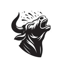 touro - uma rindo touro face logotipo conceito Projeto vetor
