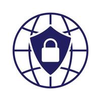 ilustração do Internet segurança, globo com escudo e cadeado ícone vetor