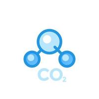 molécula de co2, ícone de dióxido de carbono isolado no branco vetor