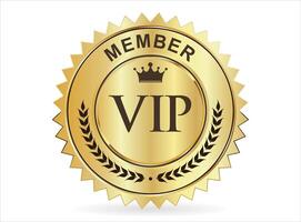 distintivo dourado de associação premium vip em fundo branco vetor