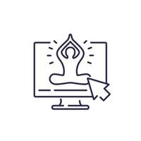 ícone de linha de aula de ioga online vetor