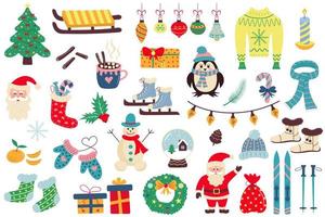 conjunto de ícones de inverno e Natal. vetor