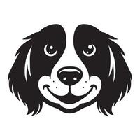 ilustração do a divertido Inglês springer spaniel cachorro face dentro Preto e branco vetor