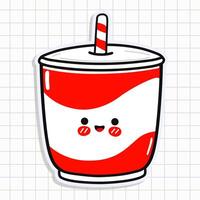 fofa engraçado frio beber adesivo. mão desenhado desenho animado kawaii personagem ilustração ícone. isolado em fundo. frio beber cartão personagem conceito vetor