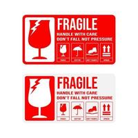 frágil para impressão para etiqueta de pacotes de transporte. vetor