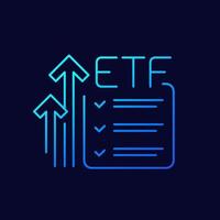 etf, ícone de vetor de linha de fundos em crescimento