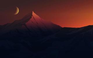 fundo de natureza do céu à noite da montanha. paisagem de montanha minimalista vetor