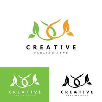 planta e design de logotipo, conceito natural minimalista simples, decoração verde vetor