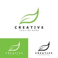 planta e design de logotipo, conceito natural minimalista simples, decoração verde vetor