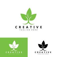 planta e design de logotipo, conceito natural minimalista simples, decoração verde vetor